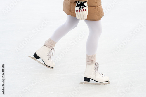 Woman skates outdoors photo