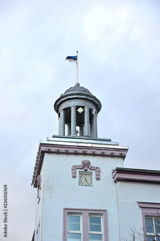 Estonian flag at the city Council in Narva