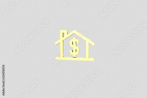 yellow Refinancing 3D illustration on transparent background