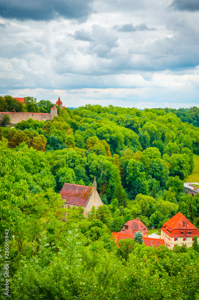Beautiful streets in Rothenburg ob der Tauber with traditional German houses, Bavaria, Germany Beautiful streets in Rothenburg ob der Tauber with traditional German houses, Bavaria, Germany