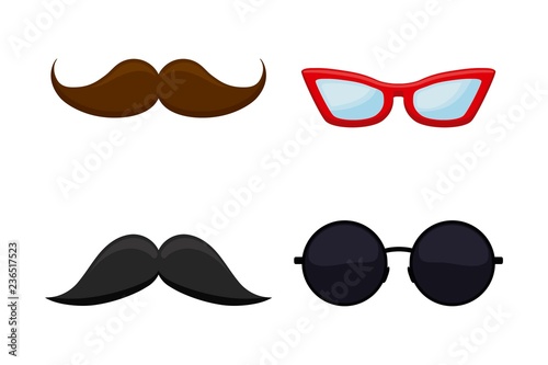 set of hipster mustache with glasses