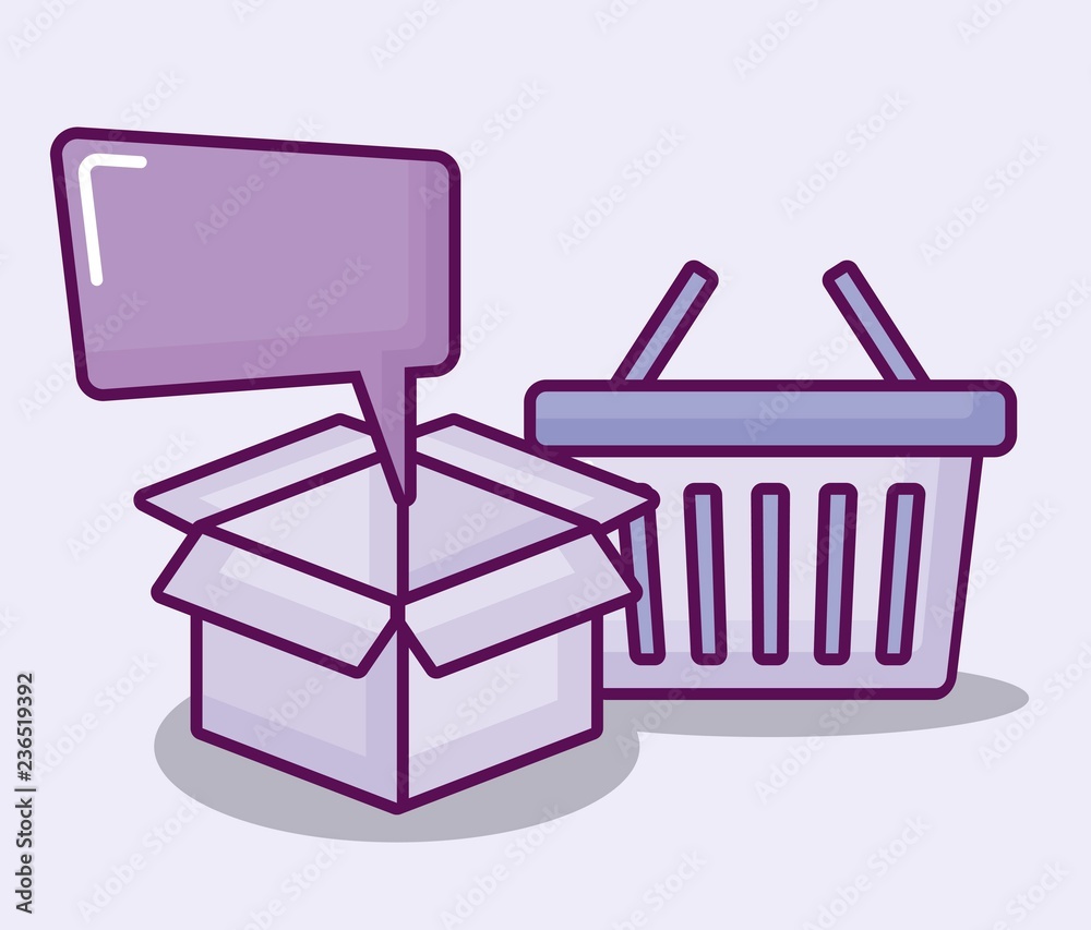shopping basket with set icons finance