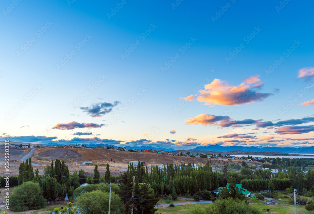 View of the landscape in Calafate, Patagonia, Argentina. Copy space for text.