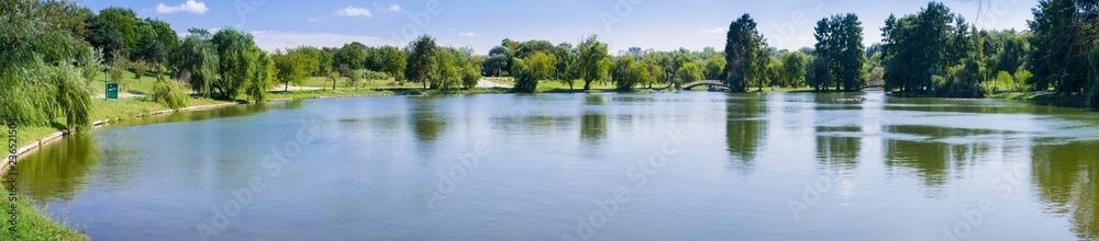 Panorama in Tineretului Park, near downtown Bucharest, Romania