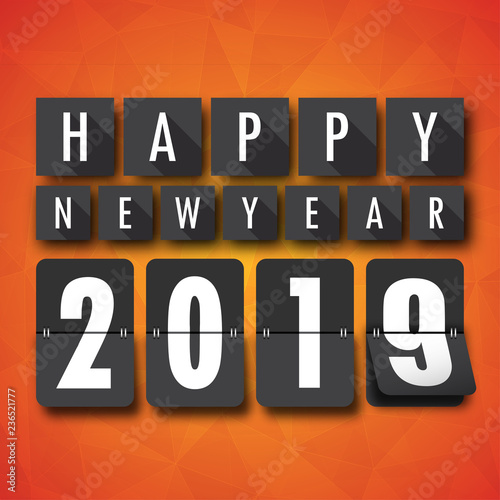 Happy new year 2019 . Greetings card. Colorful design. Vector illustration. photo