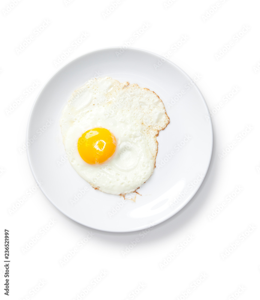 Fried Egg On White Plate Fried Egg On White Plate