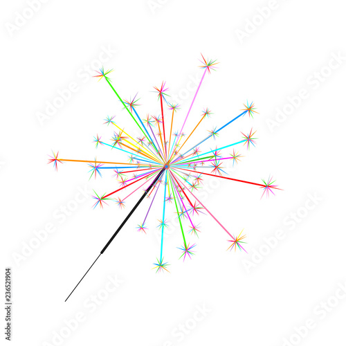 Bengal or indian light sparkler, Bright sparks , Bengal fire firework isolated . Salute element for celebration of holidays and parties, weddings and birthdays.