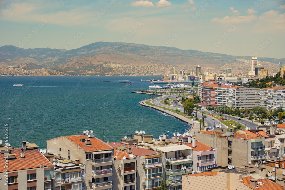 Landscape of City of Izmir (Smyrna), Turkey. Aegean sea.