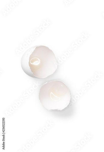 cracked egg shell on white surface
