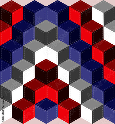 Red, white, and blue cube quilt