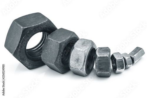 metal hexagon nuts of different sizes