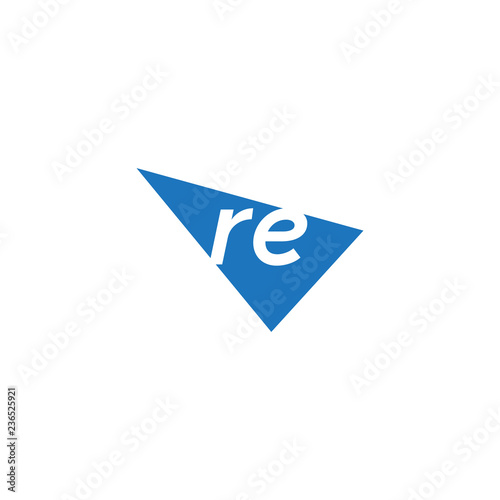 initial two letter re negative space triangle logo