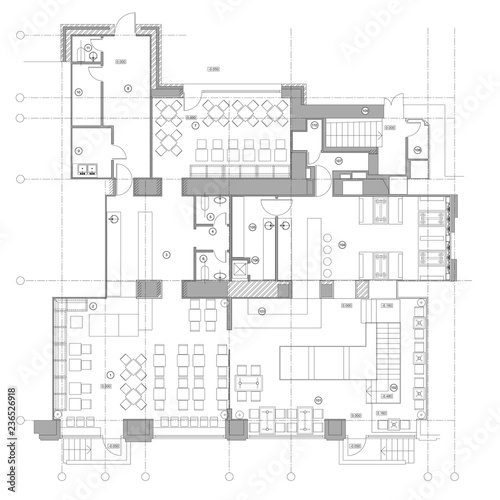 Standard cafe furniture symbols on floor plans