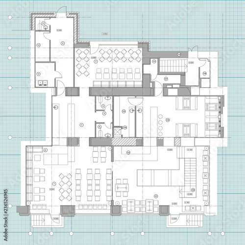 Standard cafe furniture symbols on floor plans