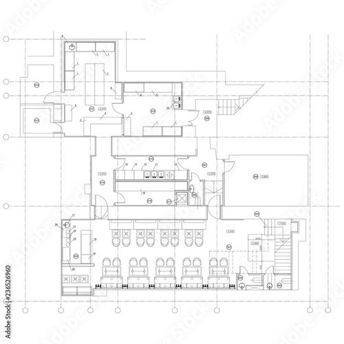 Standard cafe furniture symbols on floor plans