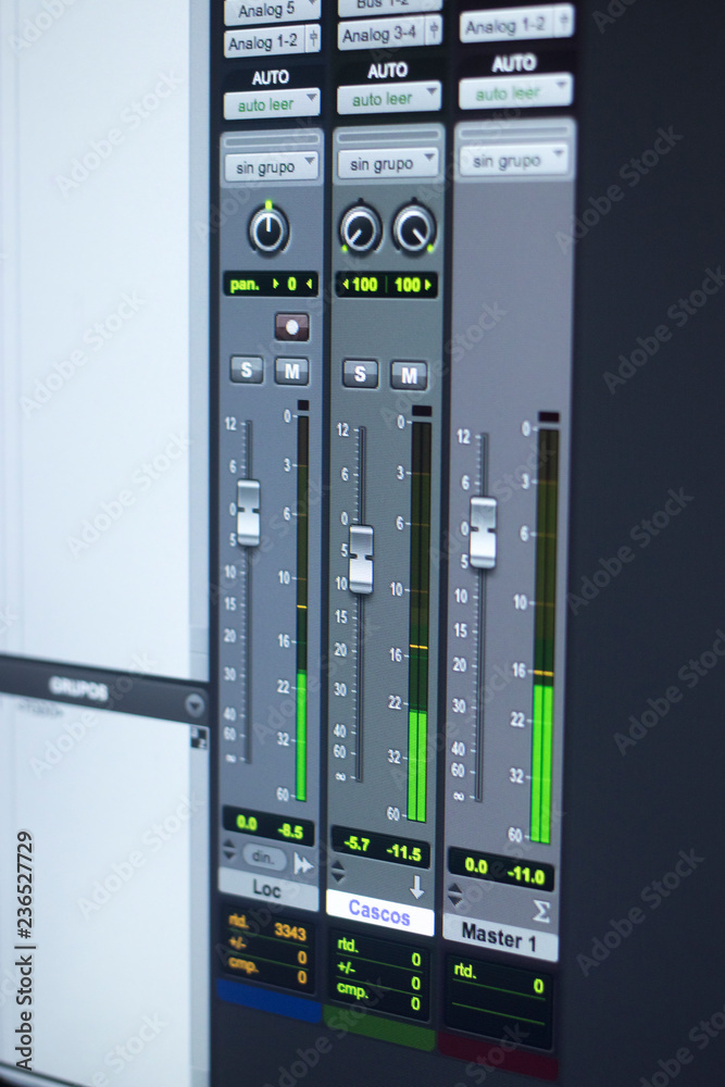 Recording studio audio controls Recording studio audio controls