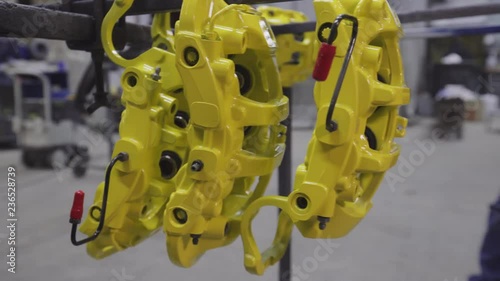 Closeup video of a ceramic brake. Ceramic is used in high performacnce brakes increase performance under high heat situations. photo