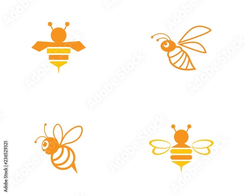 Bee logo vector icon illustration