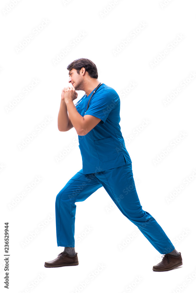 Young handsome doctor isolated on white Young handsome doctor isolated on white