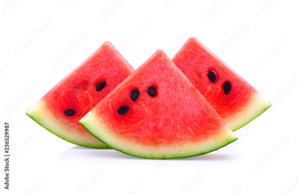 closeup of some pieces of watermelon isolated on white background closeup of some pieces of watermelon isolated on white background