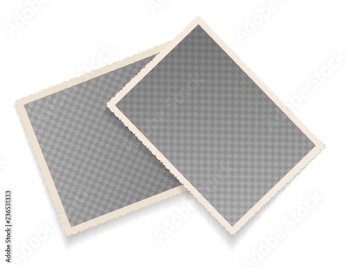 Ornate photo template. Vector vintage transparent photoframe, old paper foto border picture