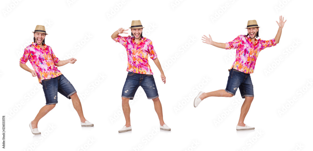 Funny tourist isolated on white
