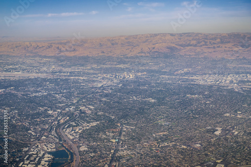 Canvas Print Aerial view of San Jose, California, located in south San Francisco bay area