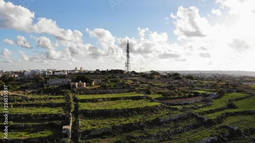 Aerial drone hyperlapse video from Malta, Gharghur and surroundings. photo