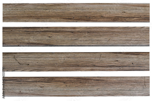 collection of various empty wood panel on white background. with clipping path