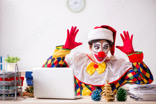 Funny clown in Christmas celebration concept 
