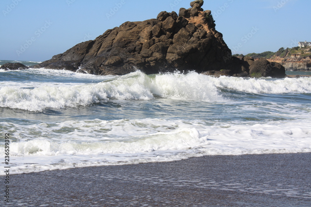 Large Rock and Waves