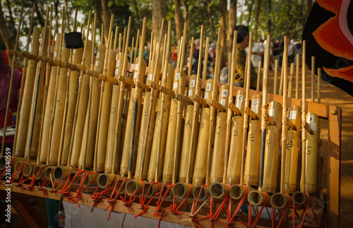 angklung traditional indonesia music from sunda west java made from bamboo in central java photo