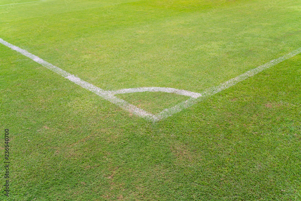 Conner of football field with green grass.
Corner of soccer pitch,soccer field green grass 