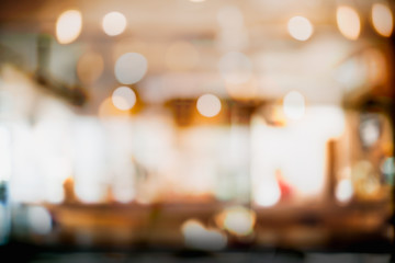 Abstract blur and defocused interior coffee shop or cafe for background.