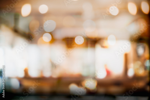 Abstract blur and defocused interior coffee shop or cafe for background. photo