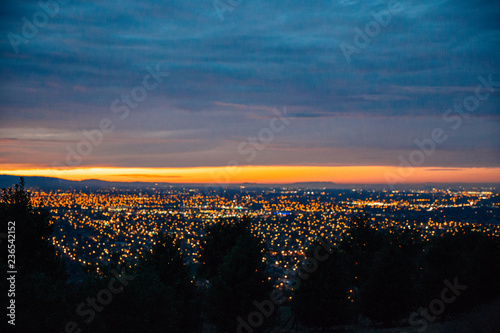 City lights at dusk overlooking Silicon Valley