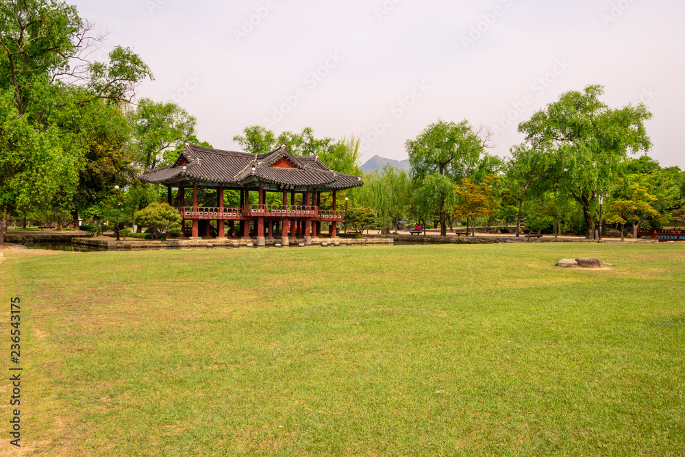 Wanwoljeong pavilion at the Gwanghanlluwon in Namwon-si, Republic of korea.