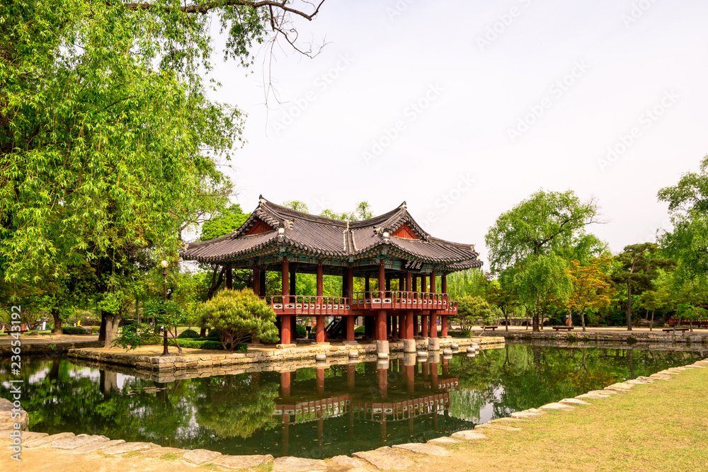 Wanwoljeong pavilion at the Gwanghanlluwon in Namwon-si, Republic of korea.