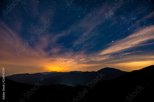 Night sky with stars before sunrise