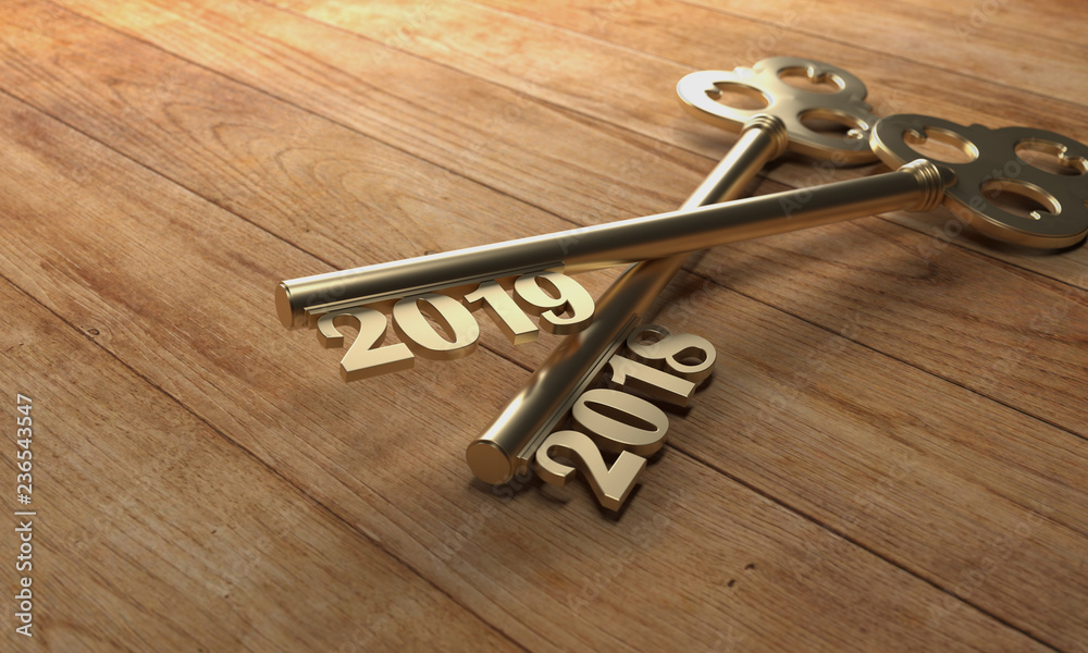 New Year 2019 Creative Design Concept - 3D Rendered Image New Year 2019 Creative Design Concept - 3D Rendered Image