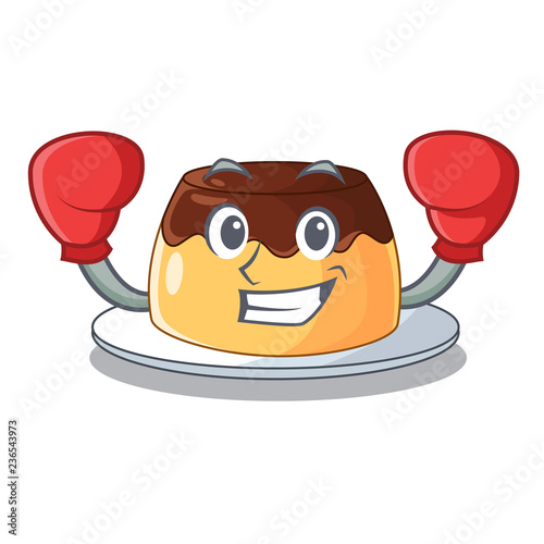 Boxing delicious chocolate pudding with on cartoon