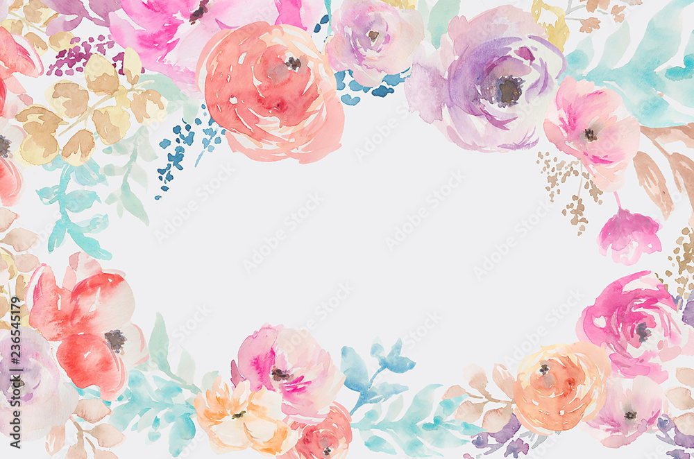 Watercolor Floral Frame