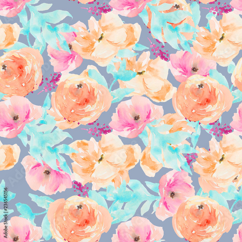 Seamless Watercolor Flower Pattern