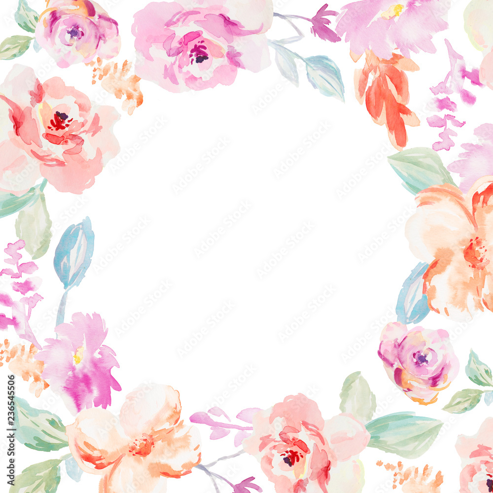 Watercolor Flower Frame Background
