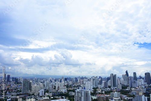 Aerial view of dramatic/ Blue sky in Bangkok, High angle view of city and building at Bangkok Thailand