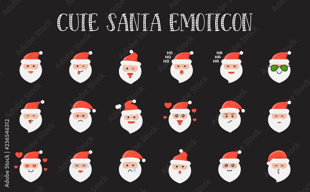 Cute Santa Claus emoticon, flat design vector illustration