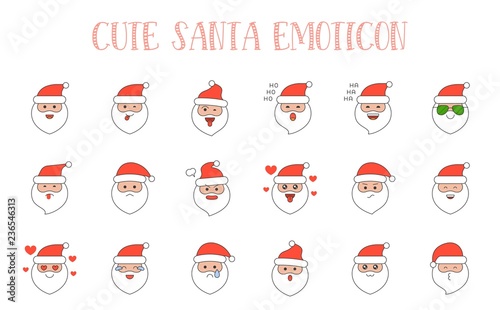 Cute Santa Claus emoticon, filled outline design vector illustration