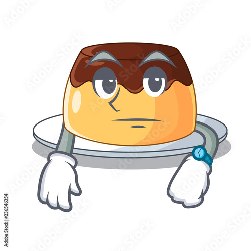 Waiting chocolate coffee pudding isolated on mascot