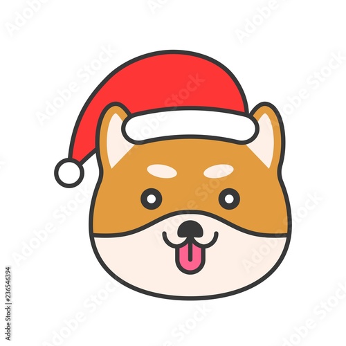 shiba inu emoticon vector, filled outline design