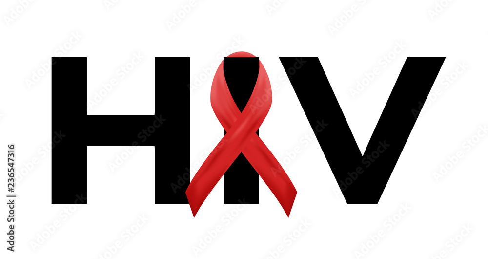 hiv vector and icon / red ribbon Stock Vector